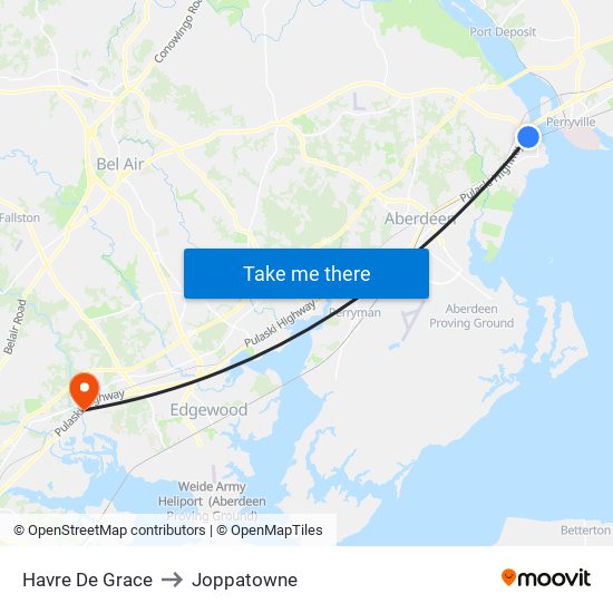 Havre De Grace to Joppatowne map