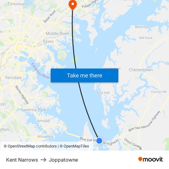 Kent Narrows to Joppatowne map