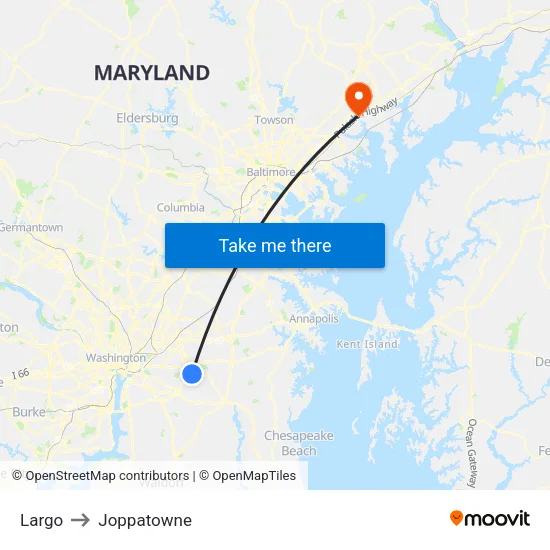 Largo to Joppatowne map