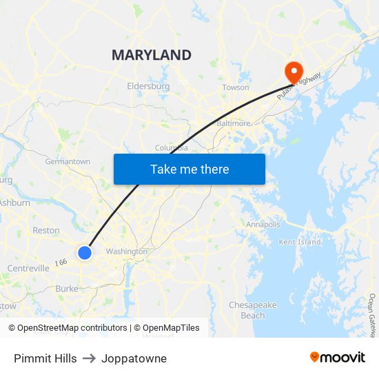 Pimmit Hills to Joppatowne map