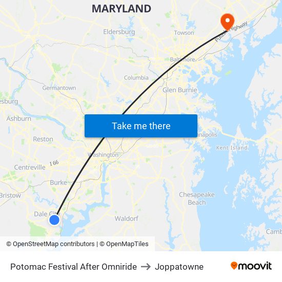 Potomac Festival After Omniride to Joppatowne map