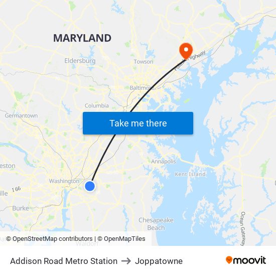 Addison Road Metro Station to Joppatowne map