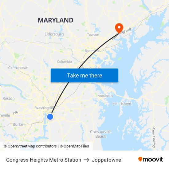 Congress Heights Metro Station to Joppatowne map