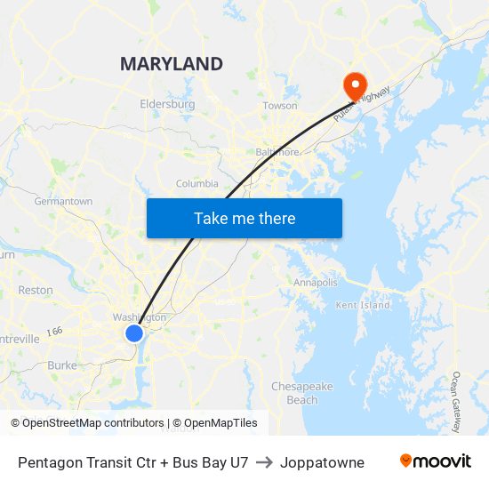 Pentagon Transit Ctr + Bus Bay U7 to Joppatowne map
