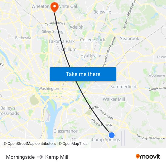 Morningside to Kemp Mill map