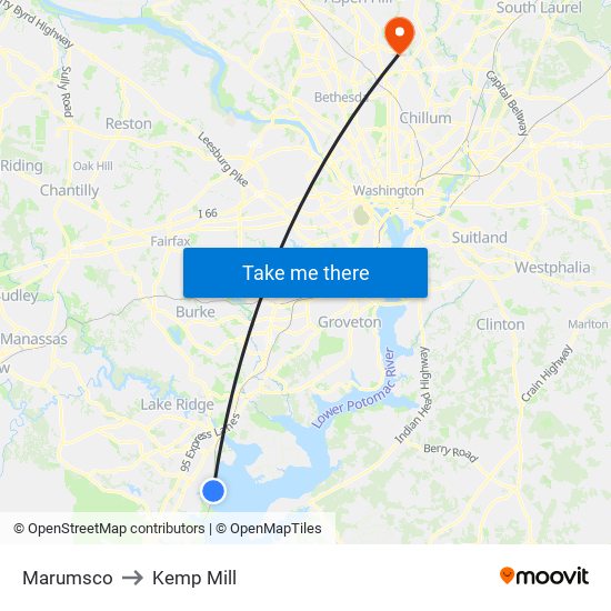 Marumsco to Kemp Mill map