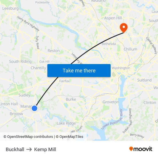 Buckhall to Kemp Mill map