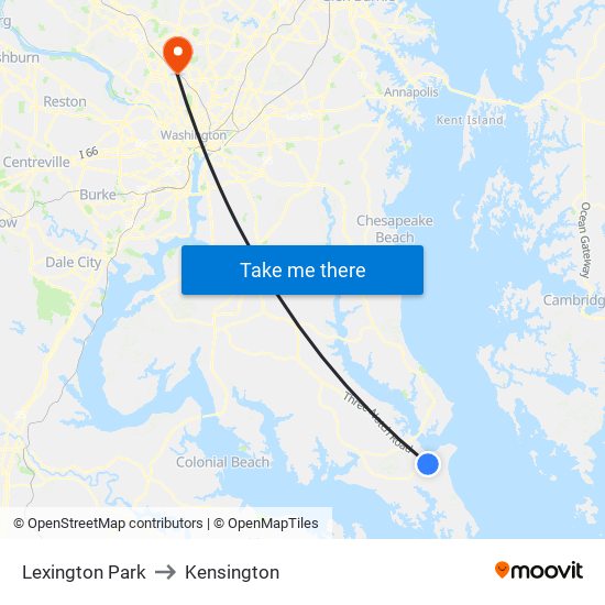 Lexington Park to Kensington map