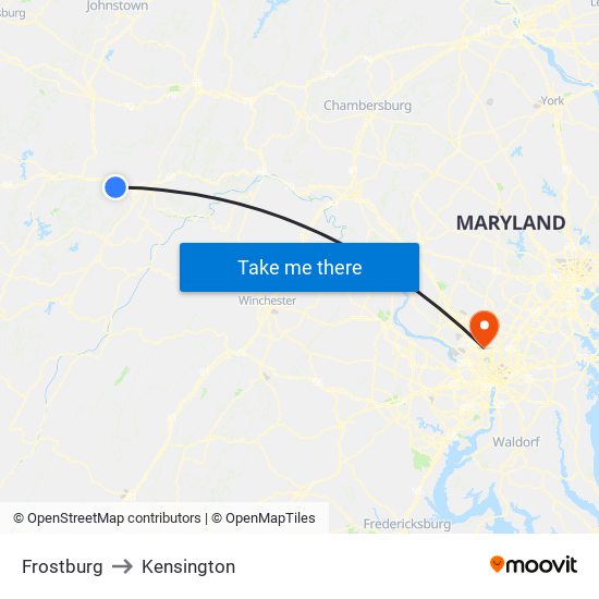 Frostburg to Kensington map