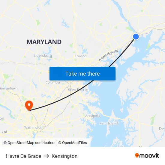 Havre De Grace to Kensington map