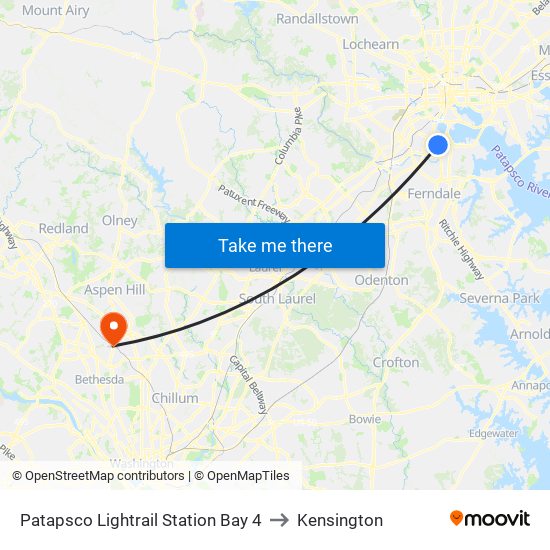 Patapsco Lightrail Station Bay 4 to Kensington map