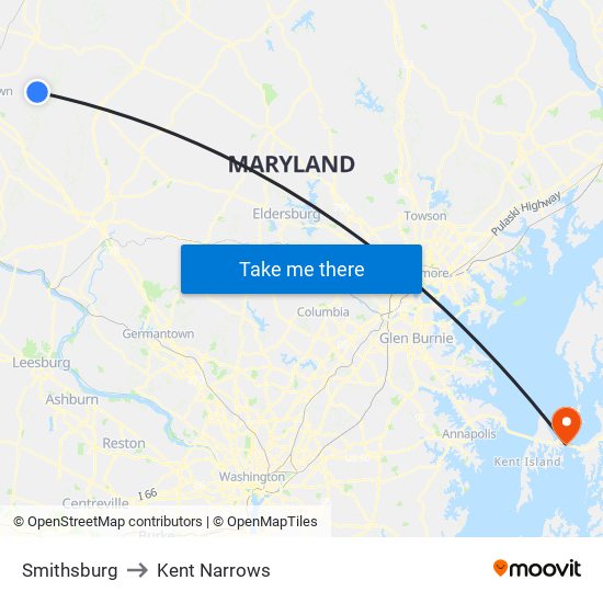 Smithsburg to Kent Narrows map