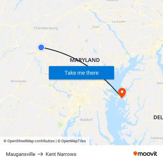 Maugansville to Kent Narrows map