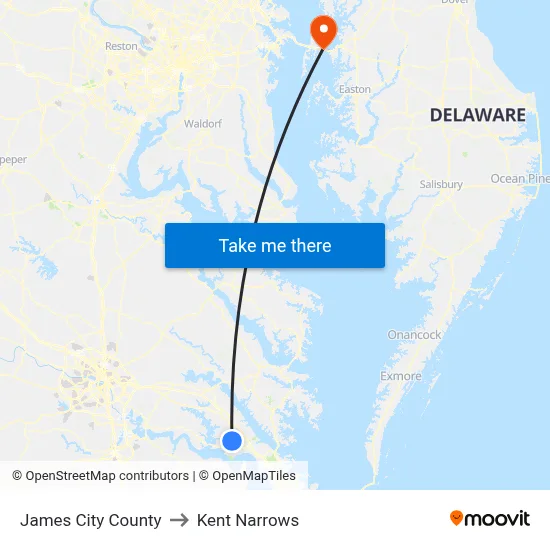 James City County to Kent Narrows map