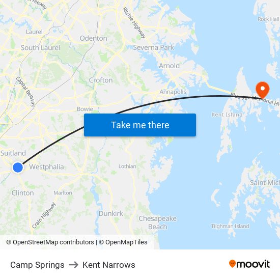 Camp Springs to Kent Narrows map
