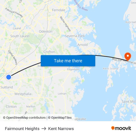 Fairmount Heights to Kent Narrows map