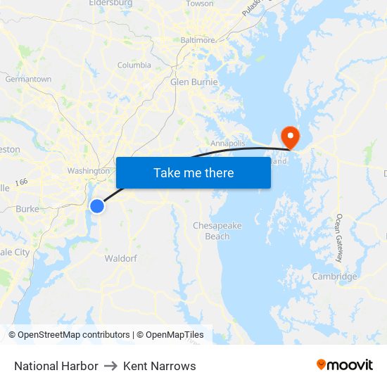 National Harbor to Kent Narrows map