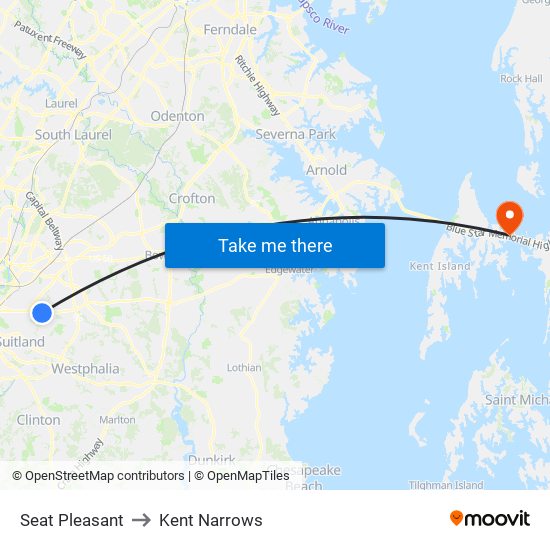 Seat Pleasant to Kent Narrows map