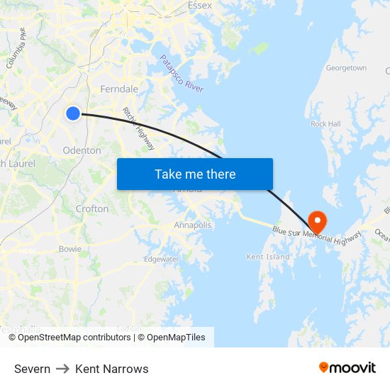 Severn to Kent Narrows map