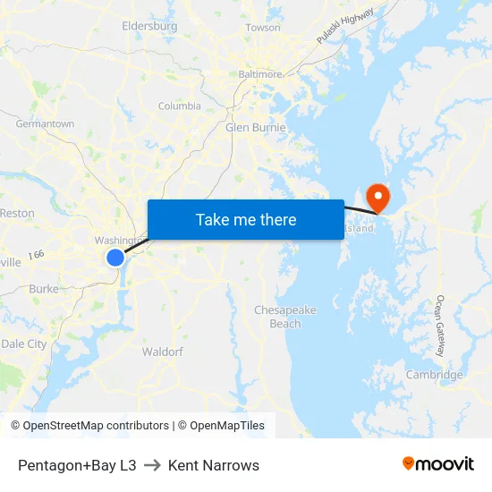 Pentagon+Bay L3 to Kent Narrows map