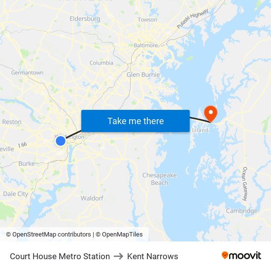 Court House Metro Station to Kent Narrows map