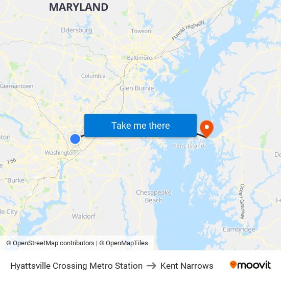 Hyattsville Crossing Metro Station to Kent Narrows map