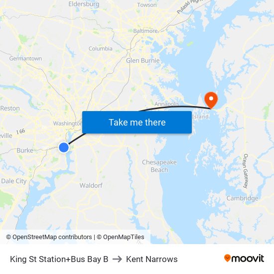 King Street-Old Town+Bay B to Kent Narrows map