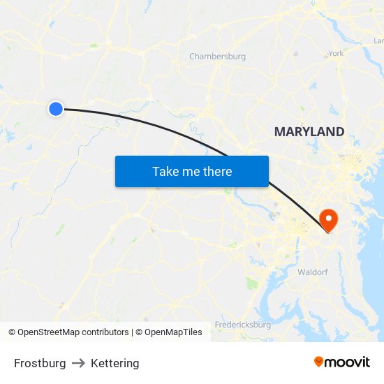 Frostburg to Kettering map