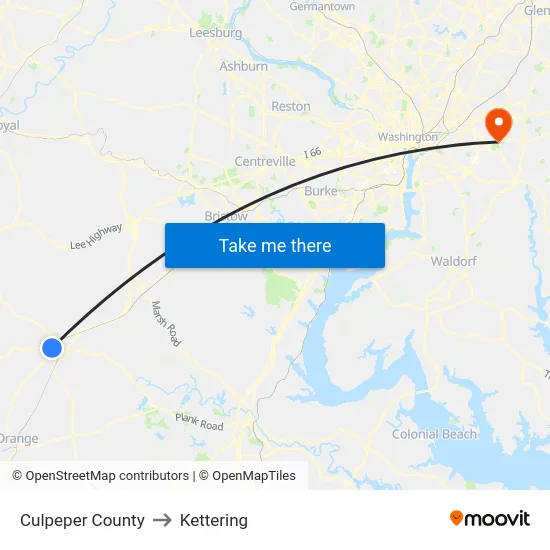 Culpeper County to Kettering map