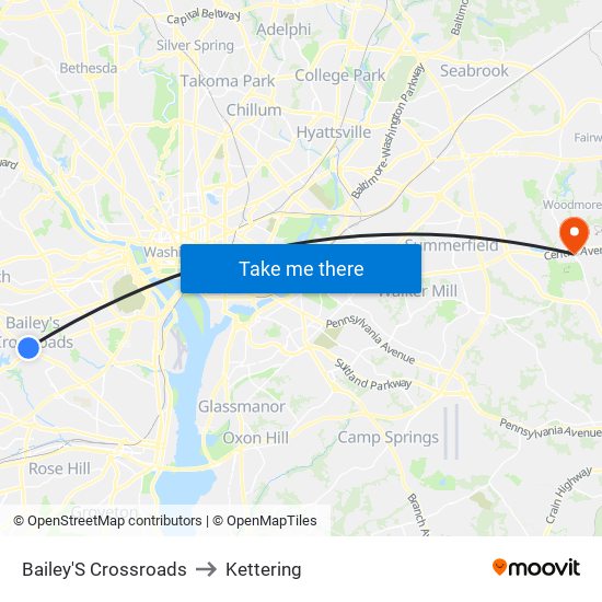 Bailey'S Crossroads to Kettering map