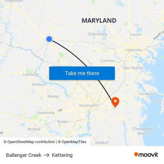 Ballenger Creek to Kettering map