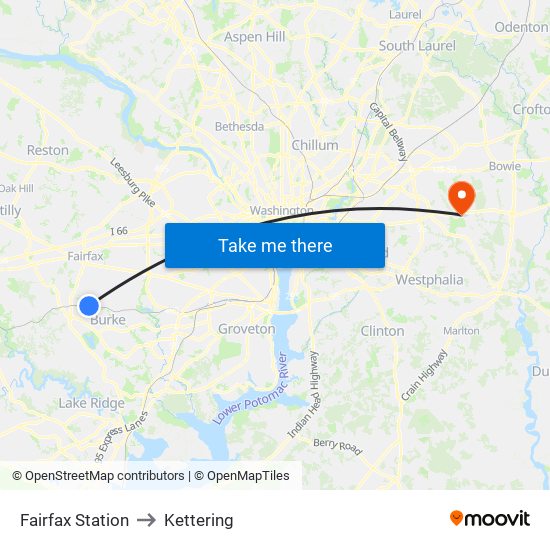 Fairfax Station to Kettering map