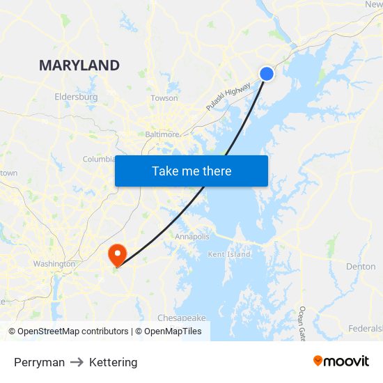 Perryman to Kettering map