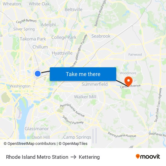 Rhode Island Metro Station to Kettering map