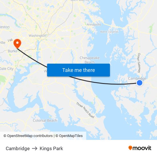 Cambridge to Kings Park map