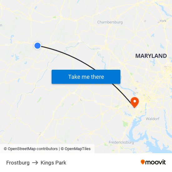 Frostburg to Kings Park map