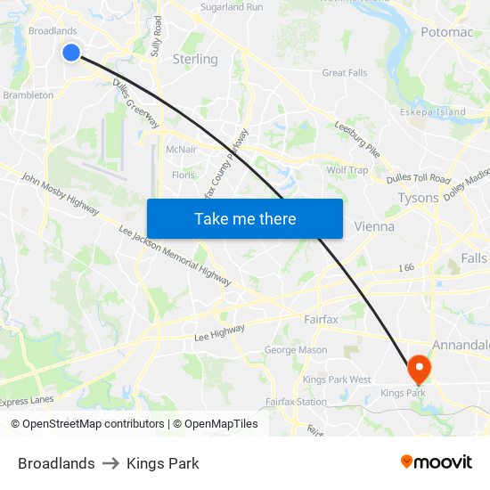 Broadlands to Kings Park map