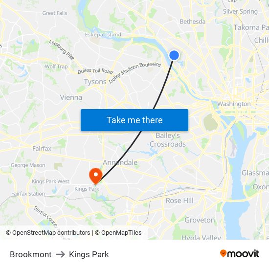 Brookmont to Kings Park map