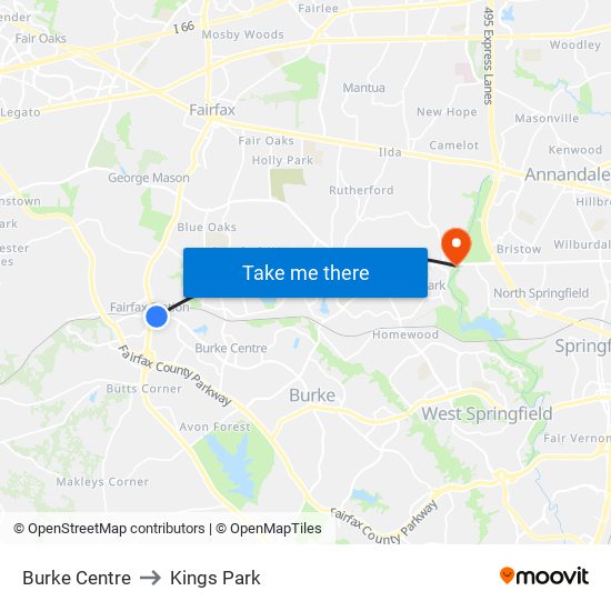 Burke Centre to Kings Park map