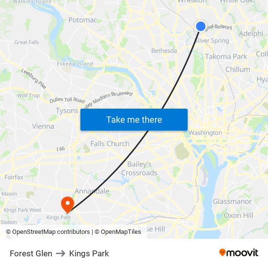 Forest Glen to Kings Park map