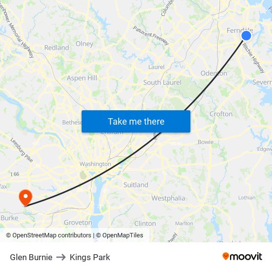 Glen Burnie to Kings Park map