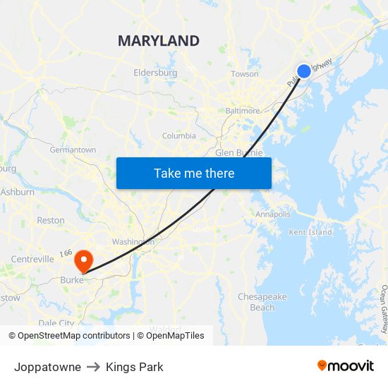 Joppatowne to Kings Park map