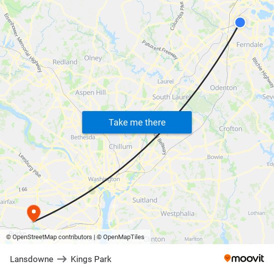 Lansdowne to Kings Park map