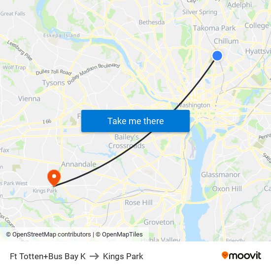 Fort Totten+Bay K to Kings Park map