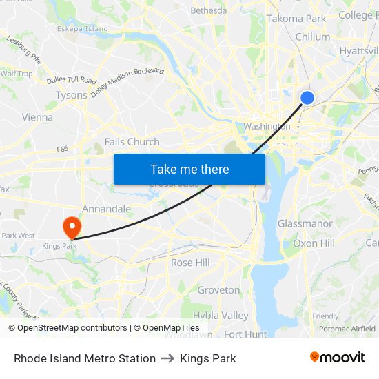Rhode Island Metro Station to Kings Park map