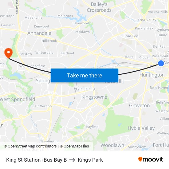 King St Station+Bus Bay B to Kings Park map