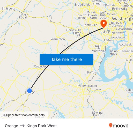 Orange to Kings Park West map