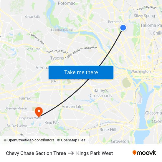 Chevy Chase Section Three to Kings Park West map