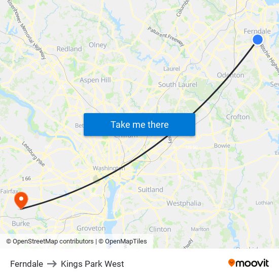 Ferndale to Kings Park West map