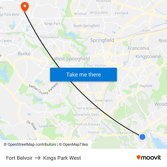 Fort Belvoir to Kings Park West map